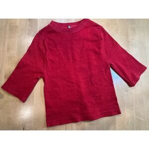 Free People Womens Knit Crop Top Deep Red Half Sleeve Cashmere Blend M/L Bodycon